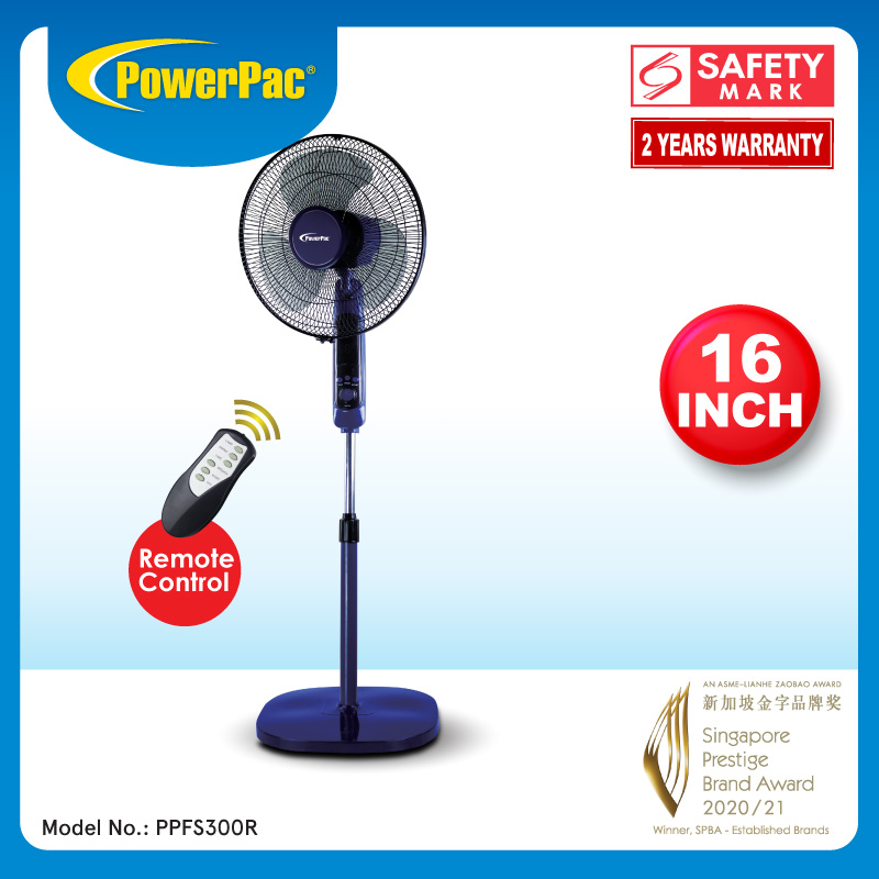 PowerPac Stand Fan 16 Inch Electric standing fan with Remote Control (PPFS300R)