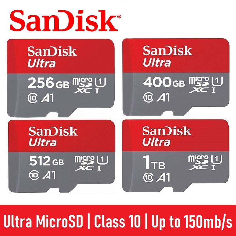 SanDisk Ultra 16GB 32GB 64GB 128GB 256GB 400GB 512GB 1TB MicroSD Class 10 Memory Card Micro SD up to 150MB/s A1