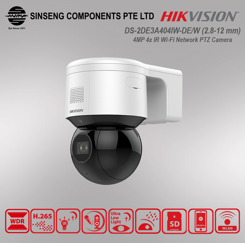 Hikvision Wifi DS-2DE3A404IW-DE/W (2.8-12 mm) 4MP 4X Optical Zoom IR WiFi Network PTZ IP Camera