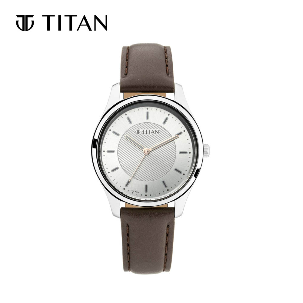 Titan Workwear with Silver Dial & Leather Strap Women's Watch 2639SL03