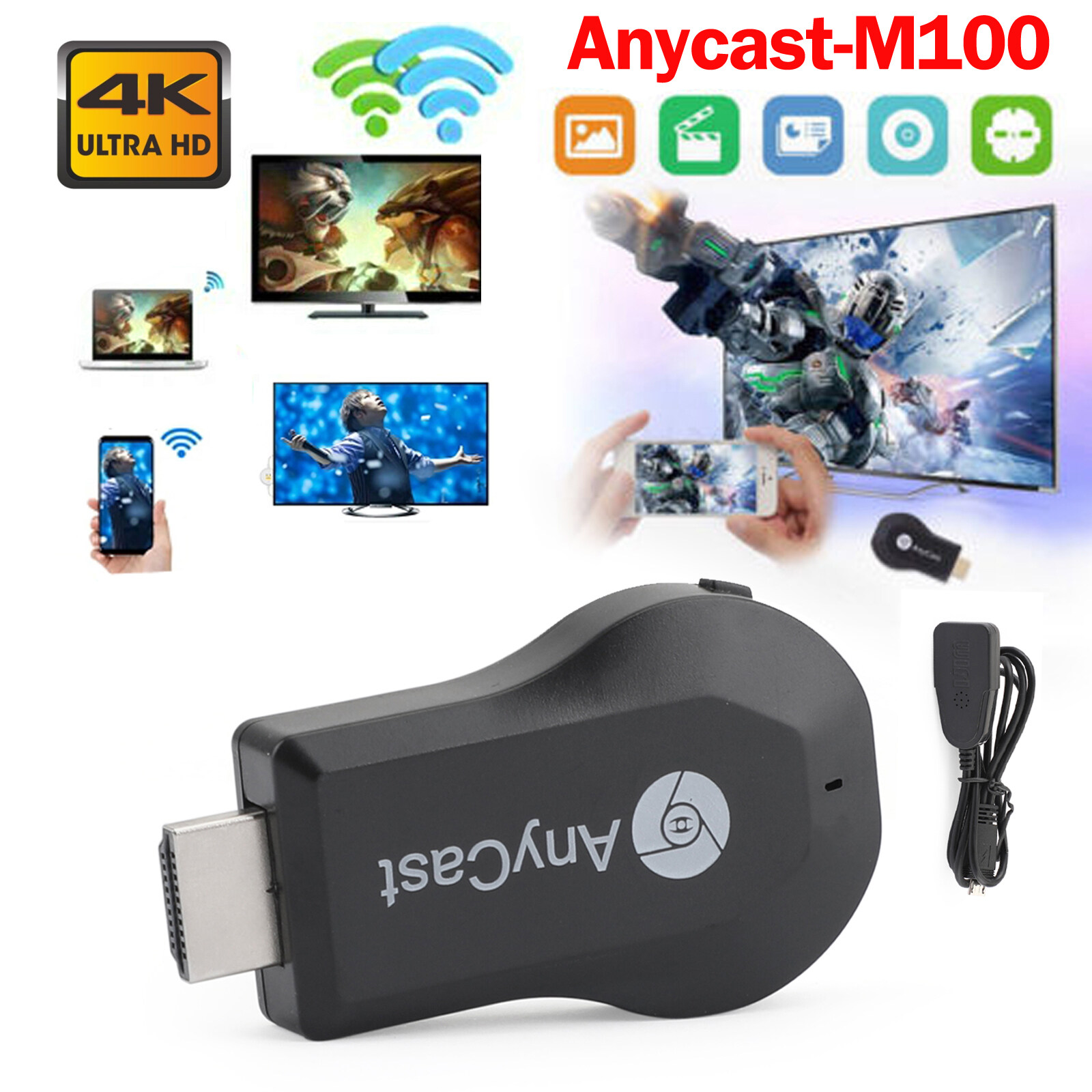 Artudatech True 4K M100 TV Stick Anycast HDMI WiFi Wireless Dongle Receiver TV Streamer