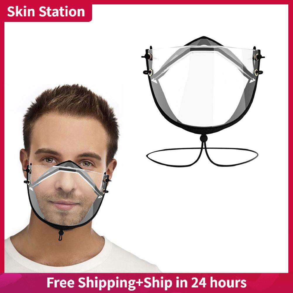 Transparent Face Cover Reusable Face Mouth Shield with Adjustable Strap Visible Anti-Fog Face Cover