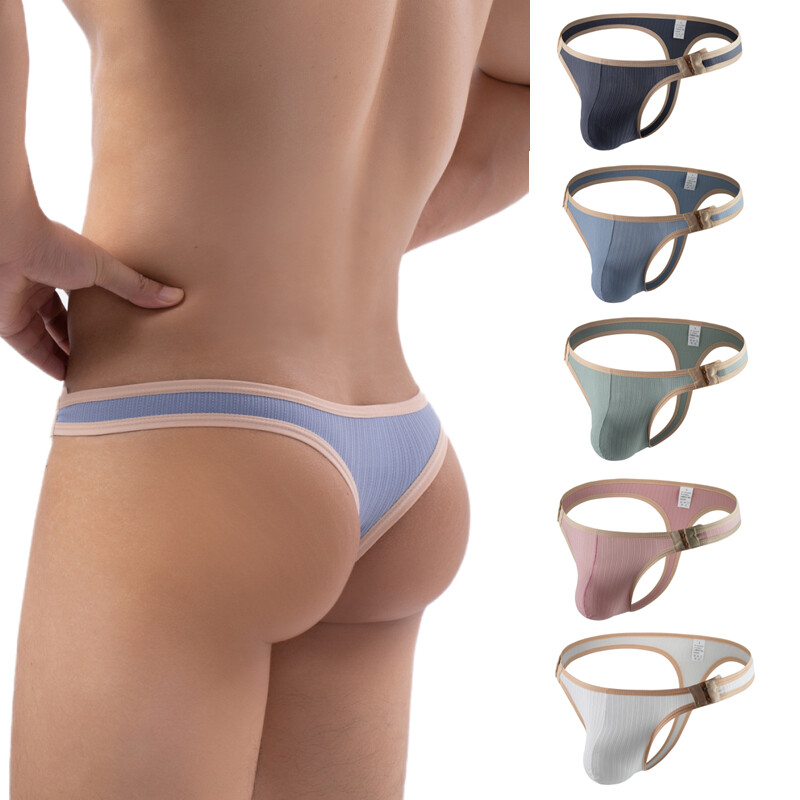 Sexy Underwear Men Thongs Button Adjustable Briefs Jockstrap Men Bikini G Strings Lingeries T-back