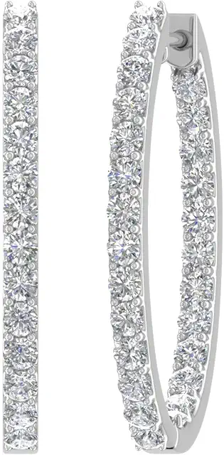 2 1/2 Carat inside-out Natural Diamond Hoop Earrings for Women in 14K Gold or in Platinum (I1-I2 Clarity)