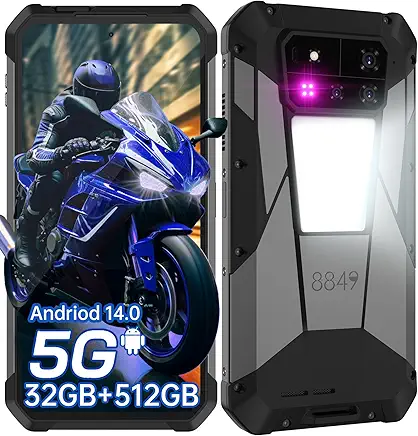 8849 Tank 4 Pro Rugged Smartphone 5G, IP68 Waterproof Android 14 Mobile Cell Phones Unlocked with Projector, 32GB+512GB, 6.73’’ AMOLED Screen